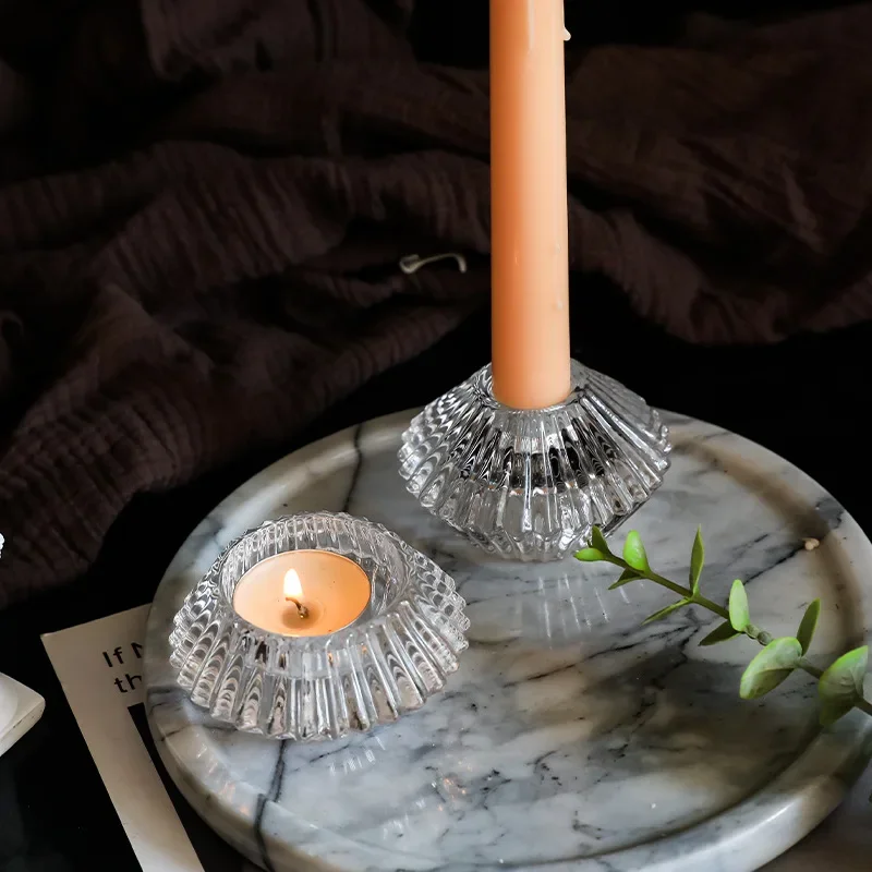 Nordic Style Crystal Glass Candle Holder Home Desktop Decoration Decoration Romantic Candlelight Dinner Atmosphere Props