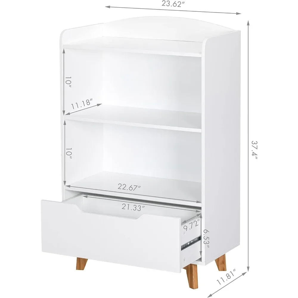 kids Bookshelf,Wood Kids Toy Storage Organizer, Children's Bookcases with Storage and Drawer for Playroom,Bedroom,Nursery School