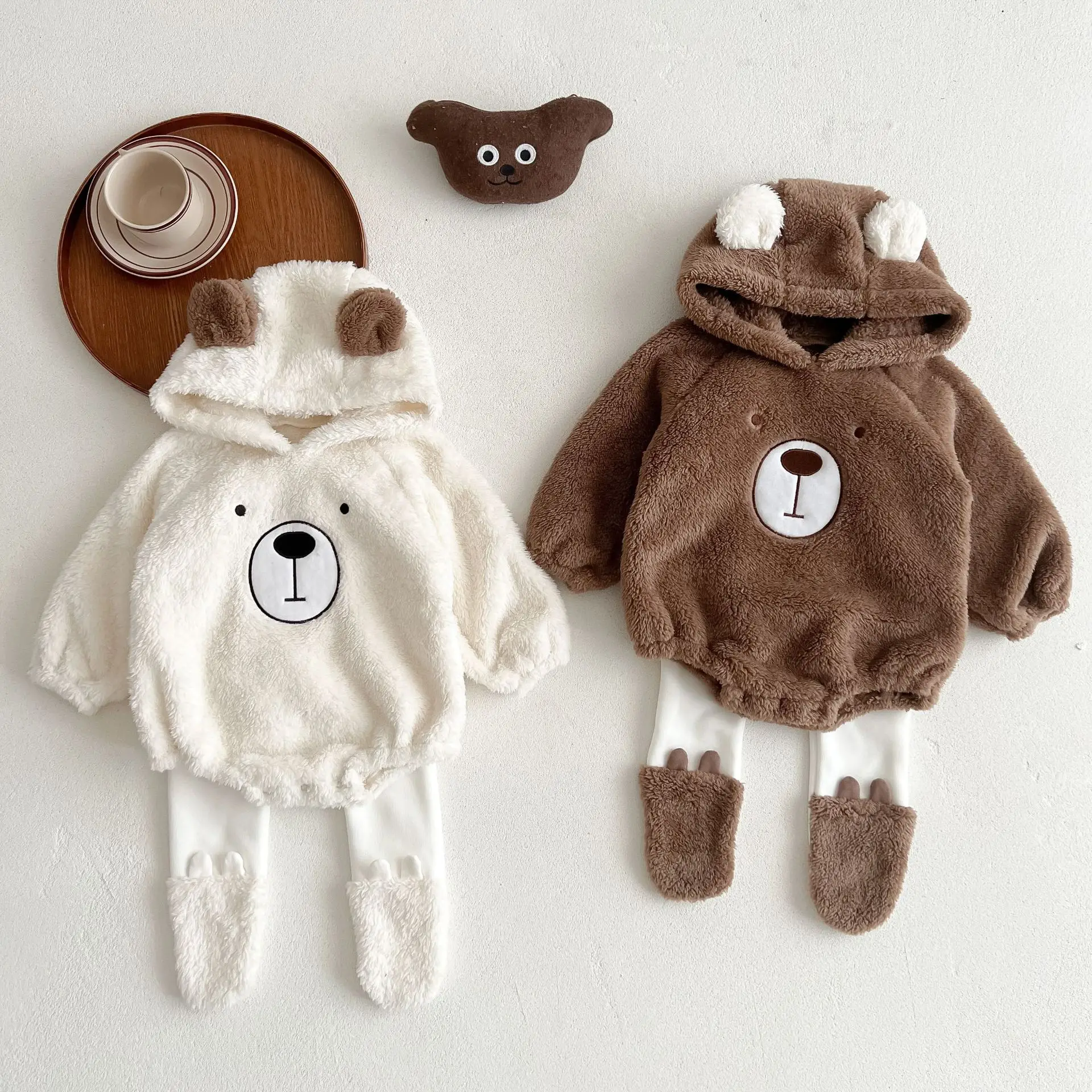 

Cute bear Baby Boys Christmas Clothes Outfit Sets For Kids rompers+pants Velvet Overalls Newborn New Year Costume