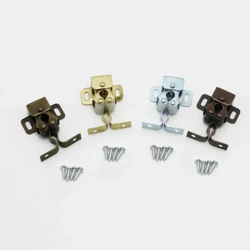 Double Roller Catches Cupboard Cabinet Door Latch Wardrobe Clip Screws Twin Striker Furniture Hardware Door Soft Closer