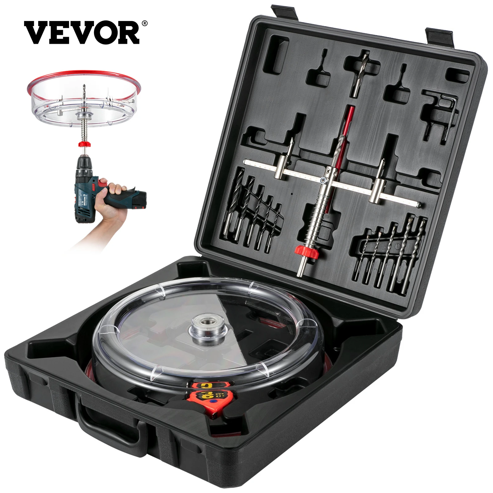 VEVOR 40 200mm 40 300mm Adjustable Steel Hole Saw Cutter Kit w/ Shield