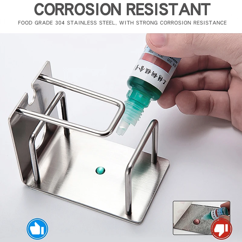 Household Stainless Steel Toothbrush Holder Single Toothpaste Rack 3M Sticker Bathroom Free Punch Hanging Shelf Wall-Mounted GY