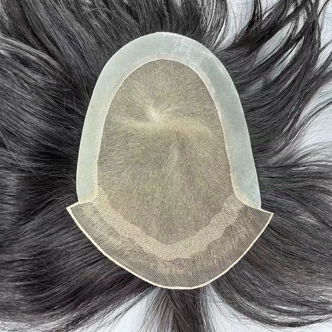 Parrucchino da uomo asiatico Base piena in pizzo con nodi completamente candeggiati Unità di capelli traspiranti e morbidi Capelli lisci per uomo Unità Protesis ' - immagine 6