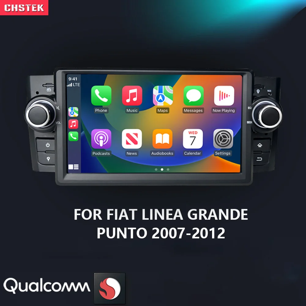 Chstek Android 13 Autoradio Stereo Carplay Navigazione Per Fiat Linea Grande Punto 2007-2012 Autoradio Qualcomm Bluetooth Wifi 4G