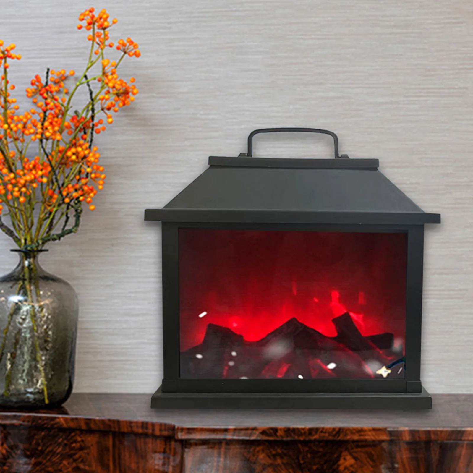 Realistic Flickering Flame LED Light Table Lamp for Yard Indoor Decoration Fireplace Lantern LED Lamps Home Office Decor