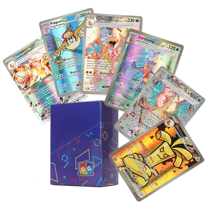 Englische Pokemon-Karten Cartoon Arceus Charizard Pikachu Vmax EX MEGA GX TAG 1996 Seltene Flash-Karte der ersten Generation – Detail 14