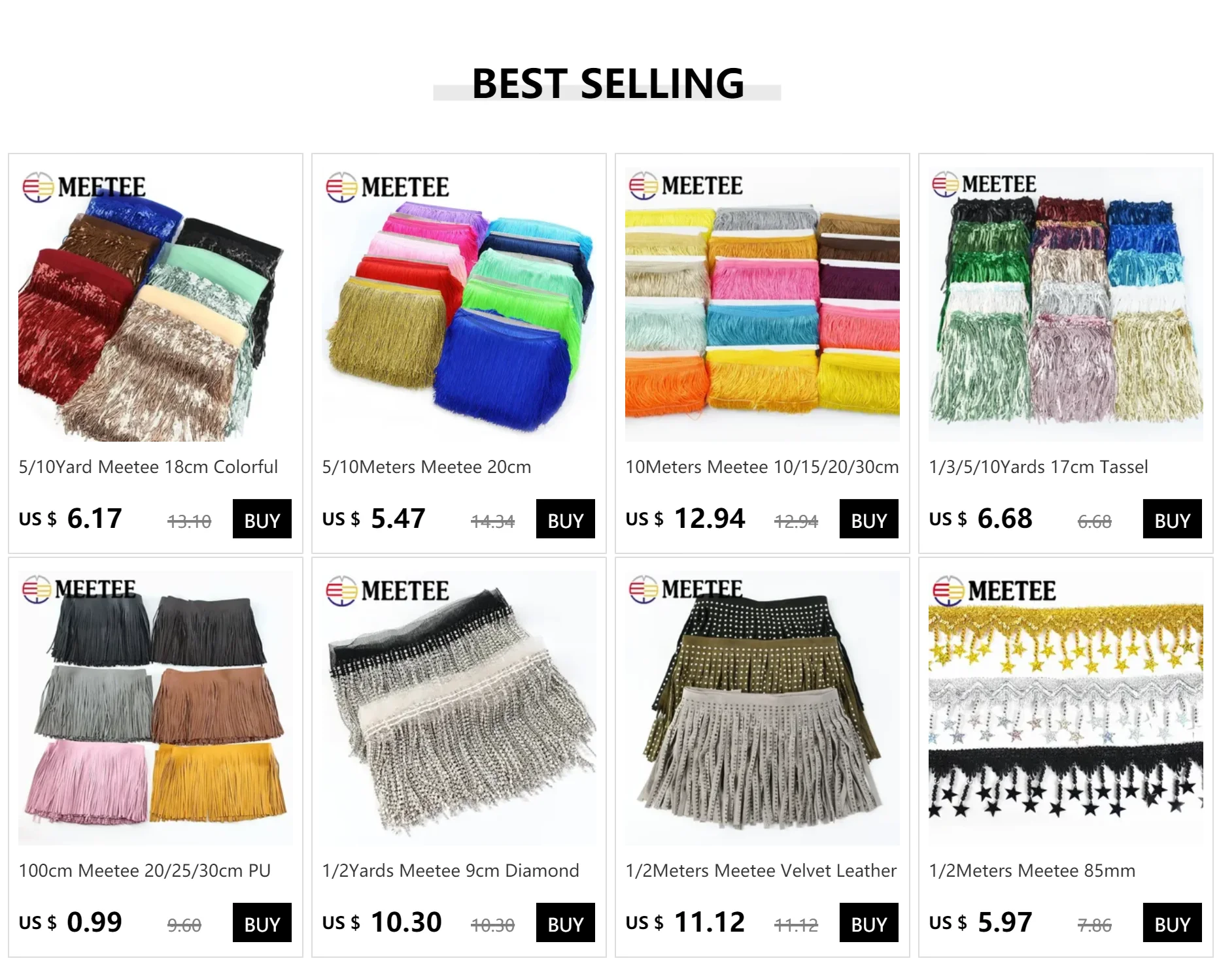 10/20M 10/15/20cm Colorful Glitter Fringe Tassel Lace Latin Dress Stage Clothes Curtain Tassles Trim Tape DIY Sewing Accessories