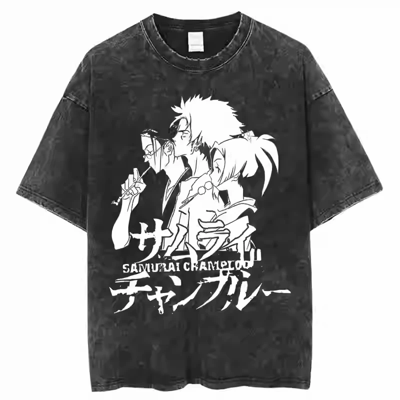 Anime Samurai Champloo Mugen Jin Kasumi Fuu Printed Tee Men Manga