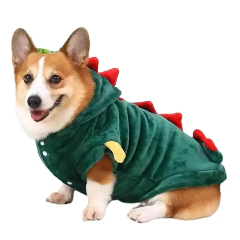 Pet Dinosaur Costume Pet Clothes Funny Costume For Christmas Soft Breathable Pet Dinosaur Cosplay Hooded Coat For Medium Small