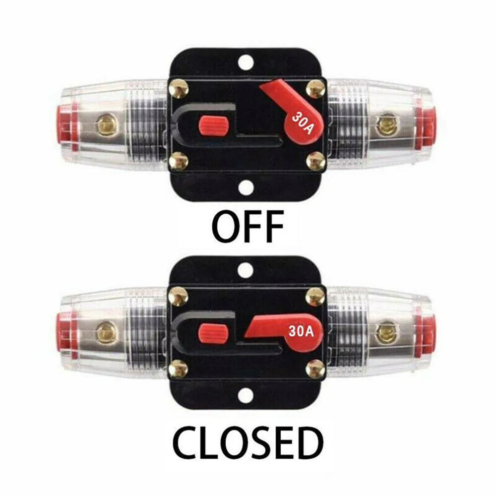 20A 30A 40A 50A 60A 80A 100A Circuit Breaker 12V-48V DC Car Truck Resettable Fuse Short Protection Fuse Holder Power Insurance