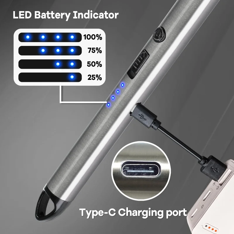 Briquet à Arc Électrique USB Rechargeable - Sans Flamme Coupe-Vent 360° Flexible Portable