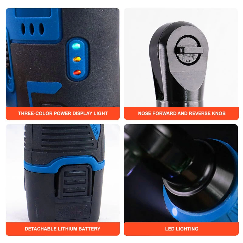 12V/18V Electric Wrench 90 Degree Right Angle Lithium Battery Rechargeable Electric Ratchet Wrench Cordless Impact Wrench 5