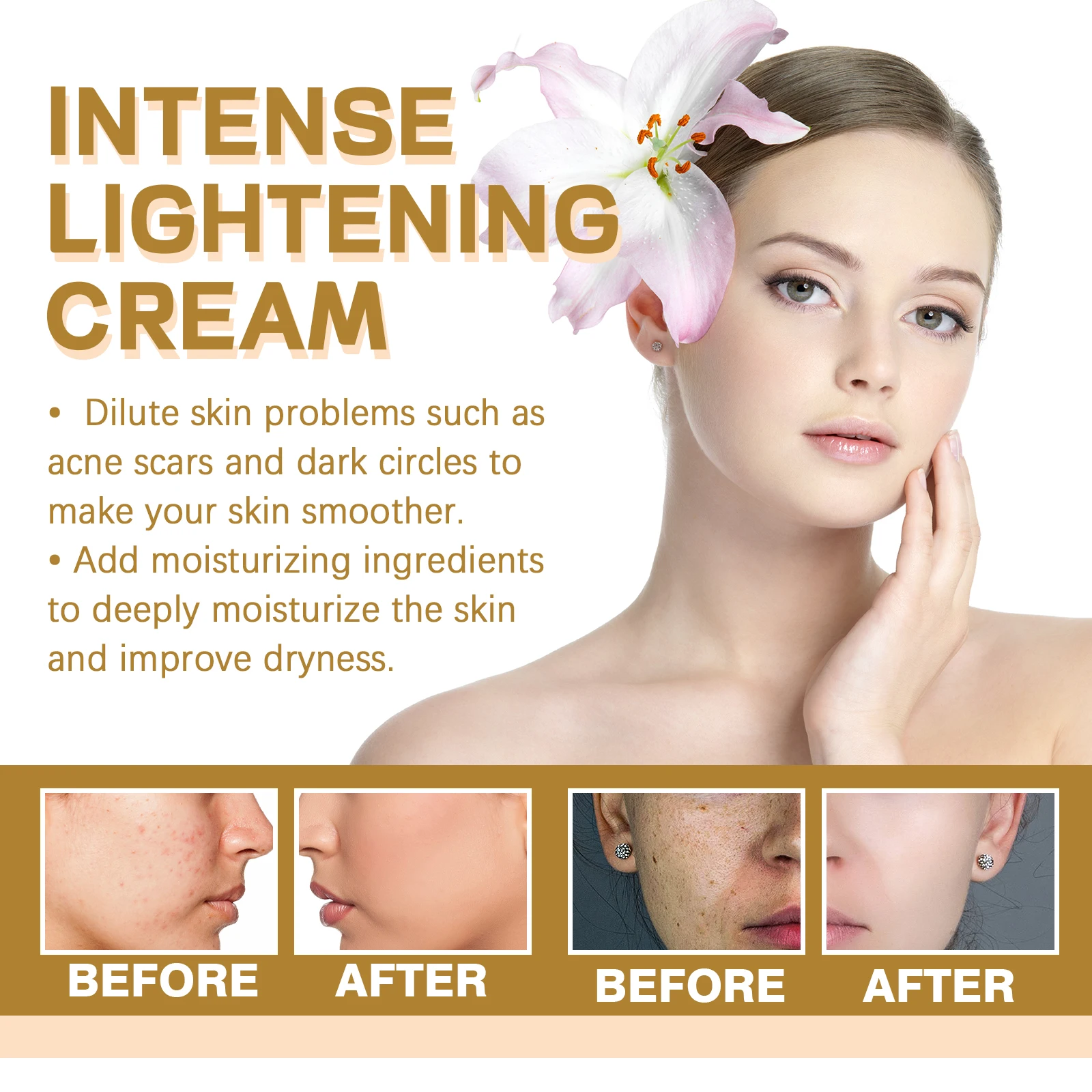 Hoygi Intense Lightening Cream - Hydrating Firming Radiance for Face Body  Sensitive Areas