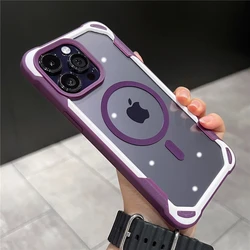 Magsafe Magnetic Shockproof Armor Transparent Acrylic Bumper Cover - iPhone 12 (Deep Purple)