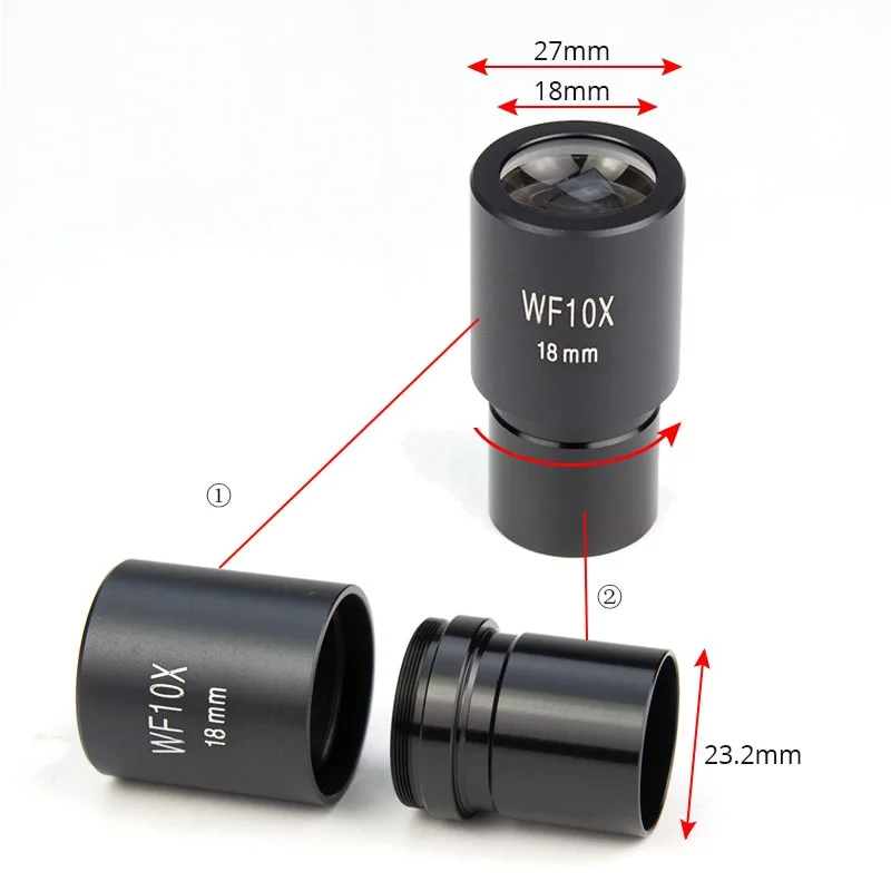 WF10X 18mm Widefield Eyepiece Biological Microscope Optical Lens Eyepiece Wide Angle 23.2mm Mounting Size