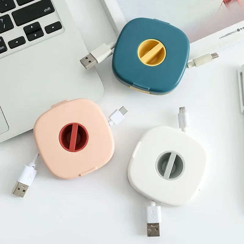

Rotated Charging Cable Winder Plastic Data Wire Wrap Storage Box USB Charger Organizer Phone Holder Case for Household