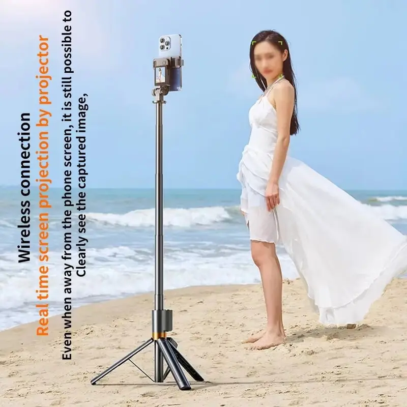 Telescopic Portable Tripod Lightweight Design Adjustable Height Selfie Stick Stable Base 360° Rotation Remote Control Stand_voghion.com