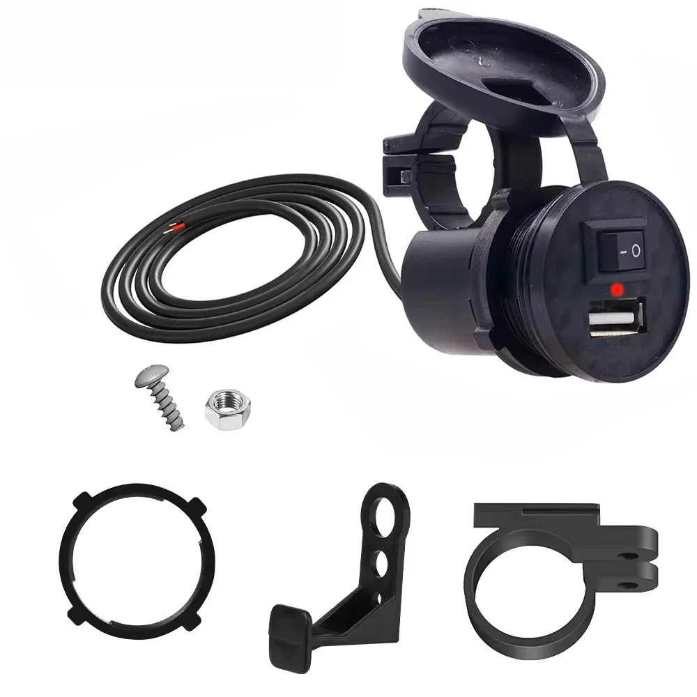 Waterproof USB Motorcycle Handlebar Charger with Light Switch