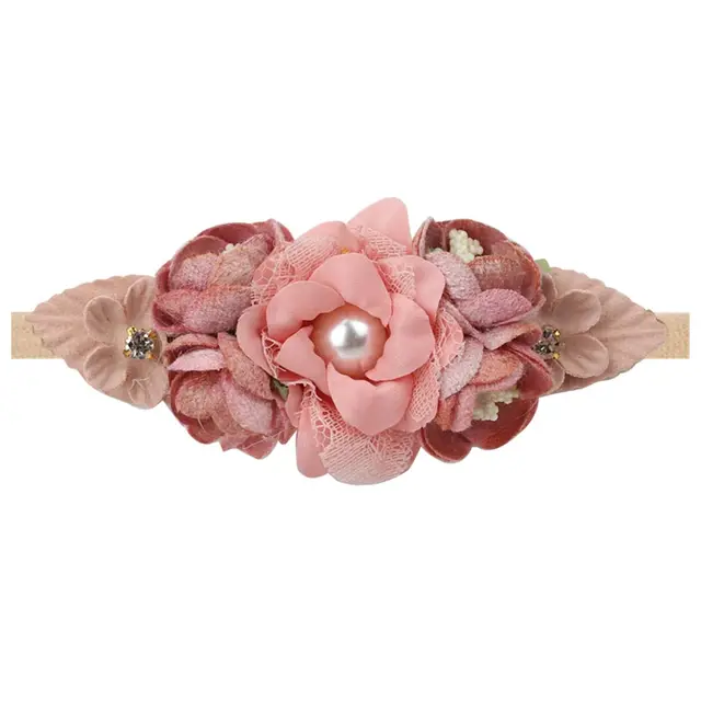 Pearl Lace Artificial Flower Headband Newborn Headband for Baby Girl Handmade Hairband Hair Accessories резинки для волос детям 39
