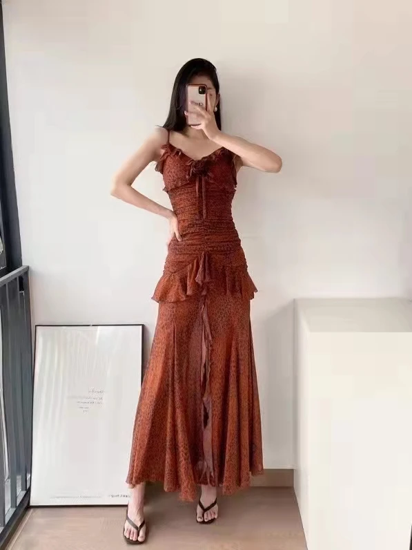 

2023 New fashion good quality runway Handmade flower cotton Print comfortable breathable dress