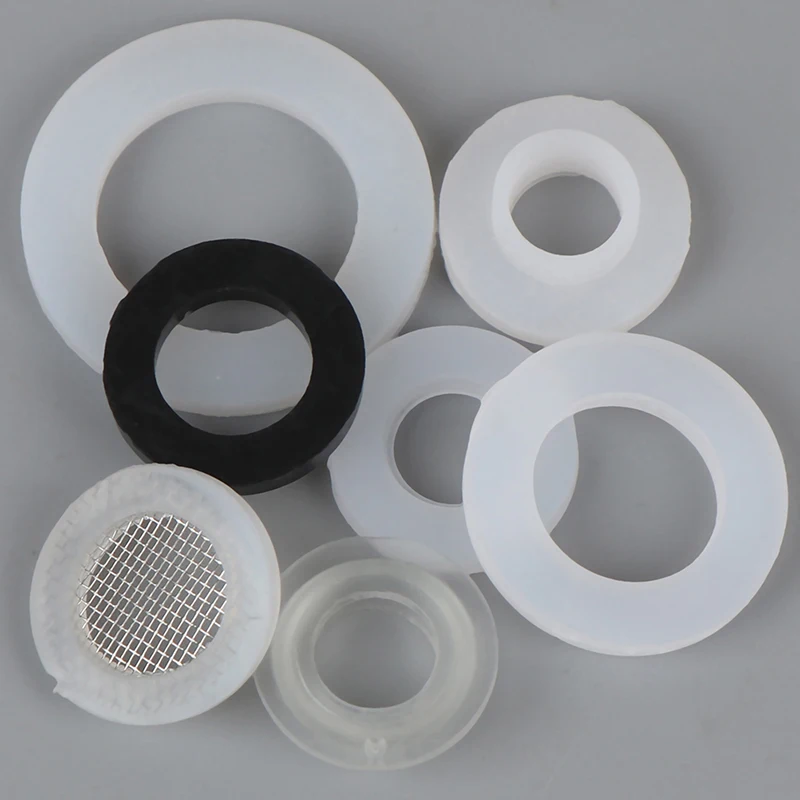 Silicone Rubber Sealing Gasket Set - White & Black (10 Pieces)