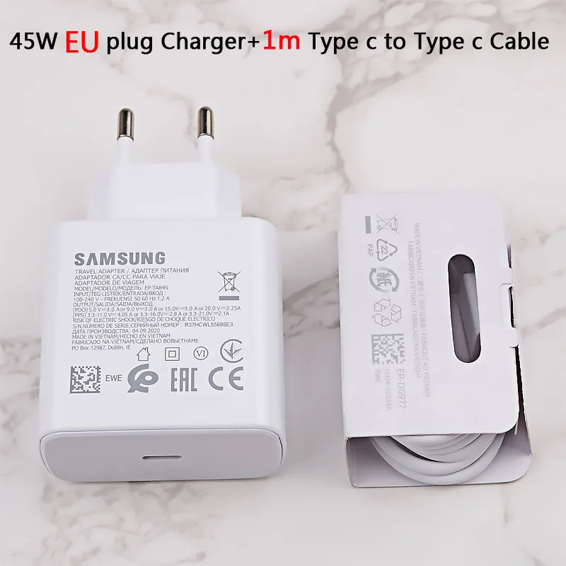 Original Samsung S20 S22 Ultra 45W Surper Fast Charger PD Quick Charge Adapter TypeC For Galaxy S20Plus Note 10+ A90 A80 Tab S7+ usb triple socket Chargers