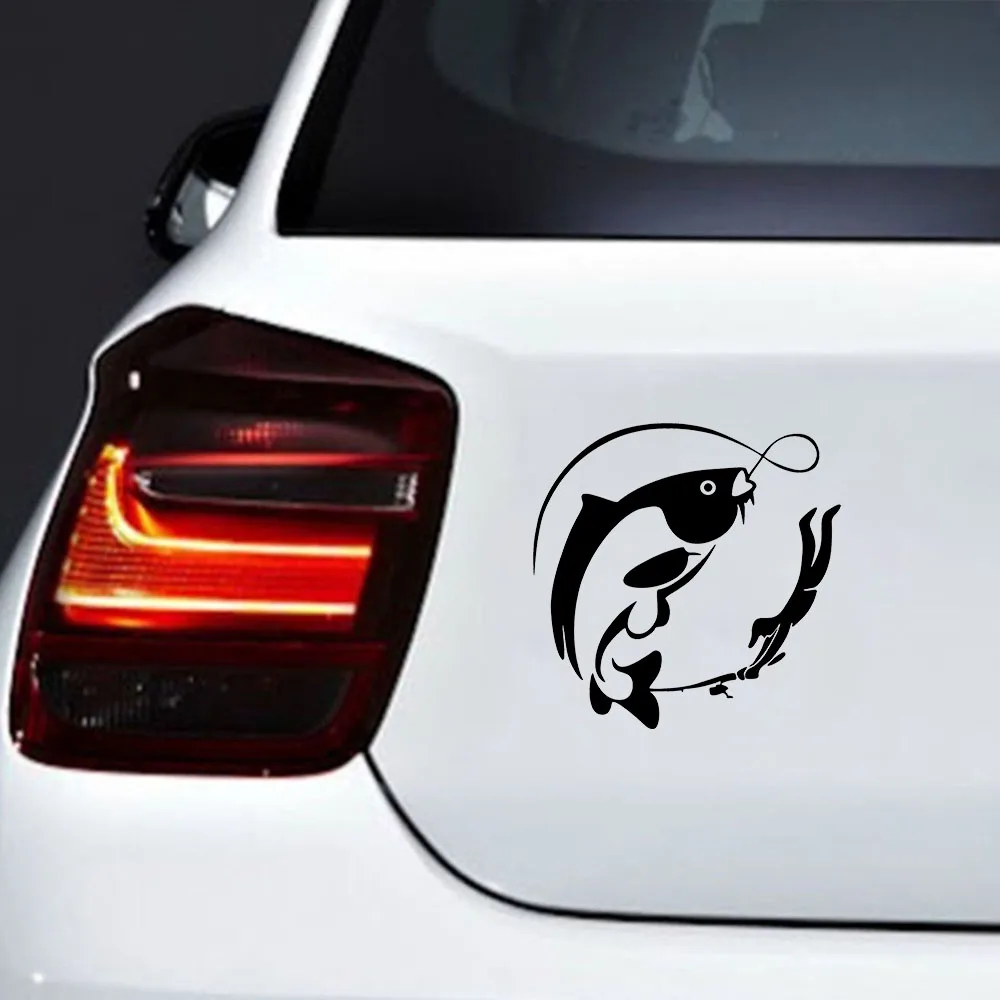 YJZT 15.1cmX15cm Funny Animal Fish Go Fishing Vinyl Decal Car Sticker Black/ Silver Reflective - AliExpress