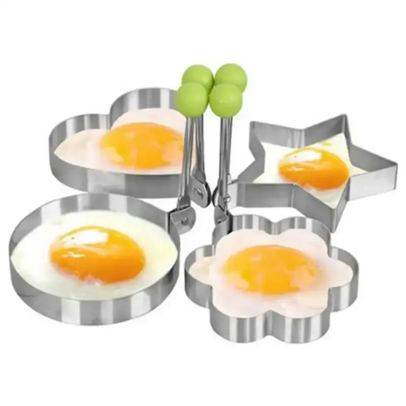 Love-shaped Fried Egg Mold 5 PCS Thickened Stainless Steel Omelet Model Poached Egg Mold Creative Fried Egg Mold Egg Tools