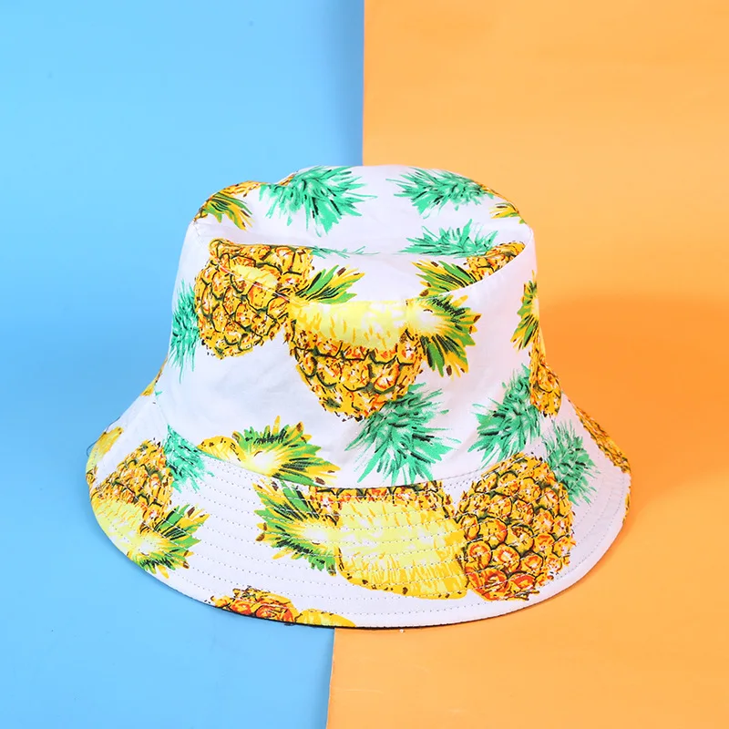 

Harajuku Fruit Bucket Hat for Women Mens Summer Cotton Double-sided Panama Hip Hop Caps UV-protection Beach Sun Fisherman Hat