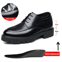 Chaussures d'Été et d'Automne en Cuir pour Homme, Rehaussantes, Hautes, Ajourées, pour Tenue d'Affaires, 8 à 10cm 1