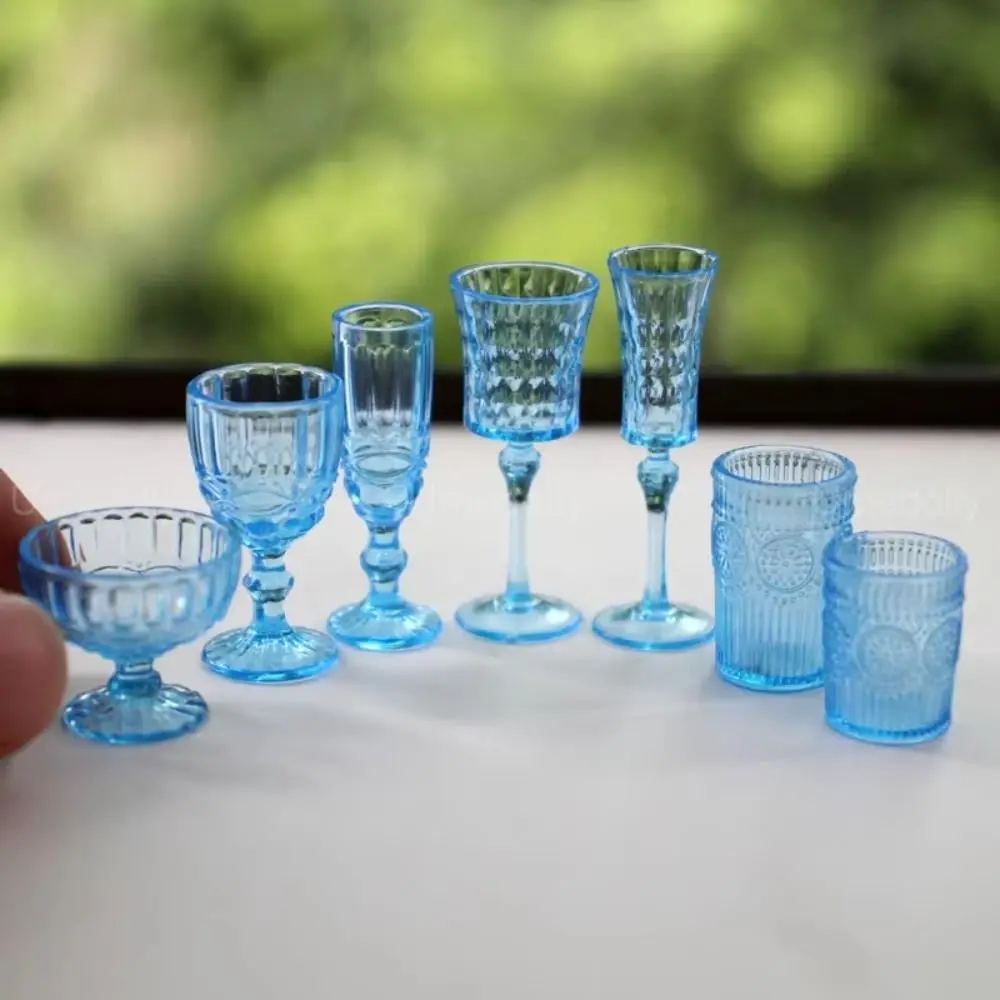 1/6 Scale Dollhouse Water Cup Champagne Glass Pretend Play Miniature Wine Glass Model Toys Scene Model Doll Kitchenware