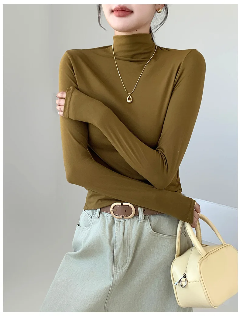 Women Fashion Korean Solid Long Sleeve Innerwear Bottming - Uniqwear
