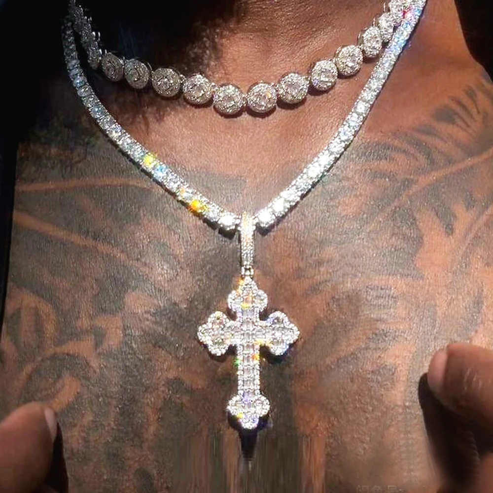 Hip hop cross necklace best sale