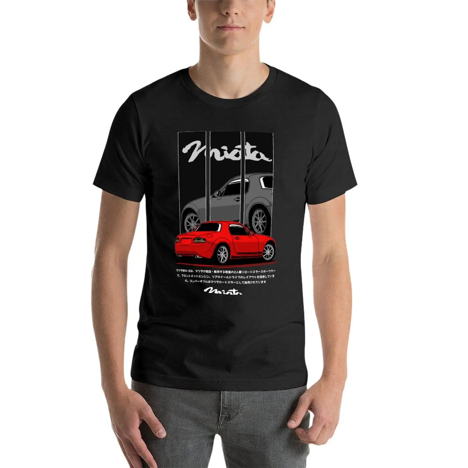 Custom Design Anime Men’s T-Shirt in Red and Grey