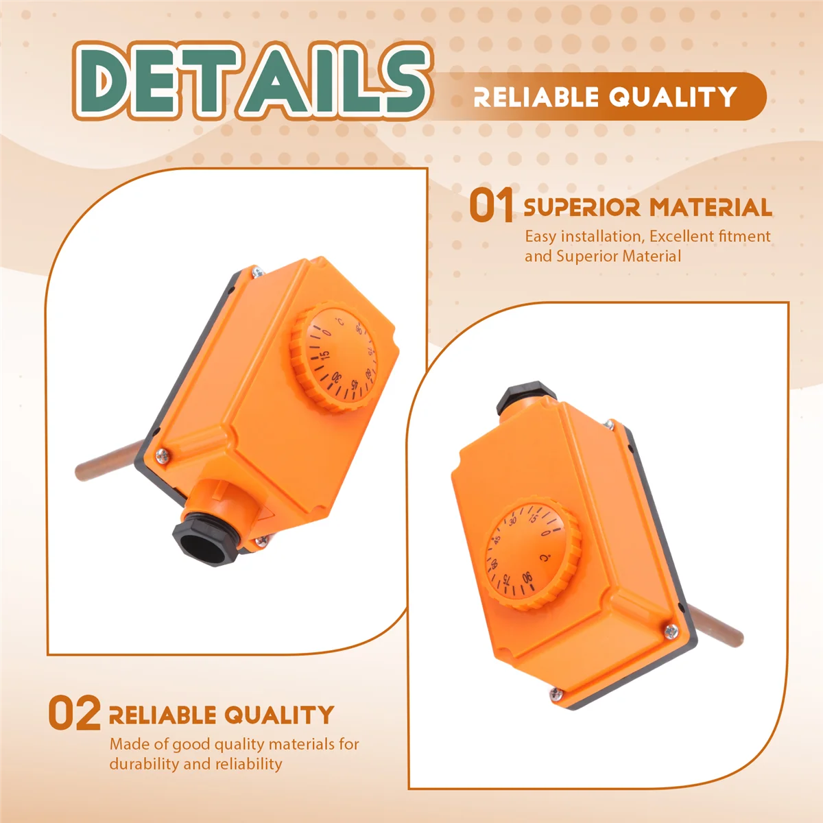 G1/2 Male Thread Hot Water Pipe Thermostat Temperature Controller 90 Celsius High Temperature Start Heating System Parts DY