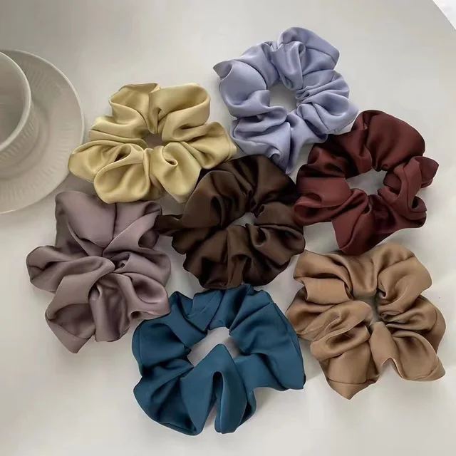 Elegant Silk Elastics Hair Band Solid Color Scrunchies for Women Girl Ponytail Holder Hair Rope Korean Hairband Hair Accessoires