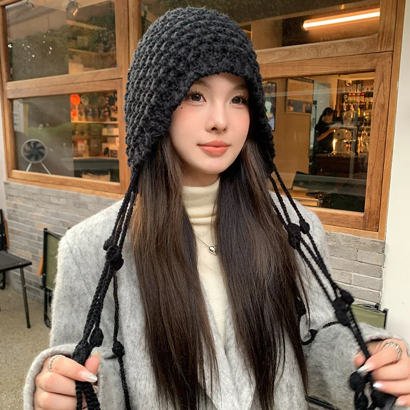 Autumn and Winter Warm Woolen Handwoven Fashion Women's Ethnic Wind Ear Protection Knitted Hat