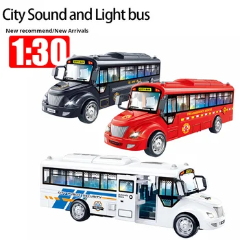 1:30 Inertia Sliding Campus Bus Car Model Simulation Sound and Light Music Educational Toy Bus Car Toy Children's Birthday Gift 1