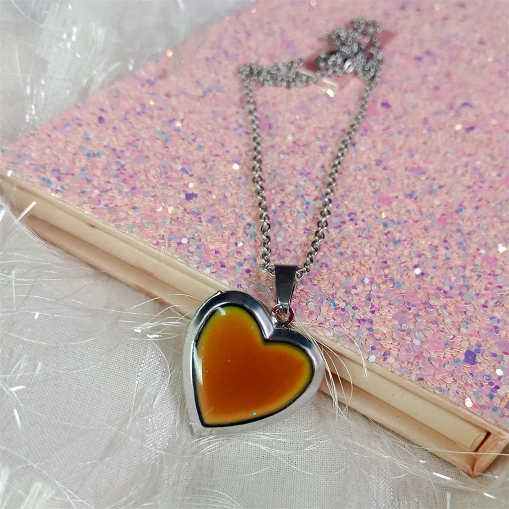 Collana Con Ciondolo A Cuore Che Cambia Colore Con La Temperatura, In Lega, Rilevatore Di Umore, Regalo Donna