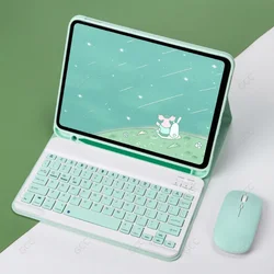 Universal Tablet Keyboard Cover Case with Pencil Slot for Pro 11 2018-2022 (030 green mouse)