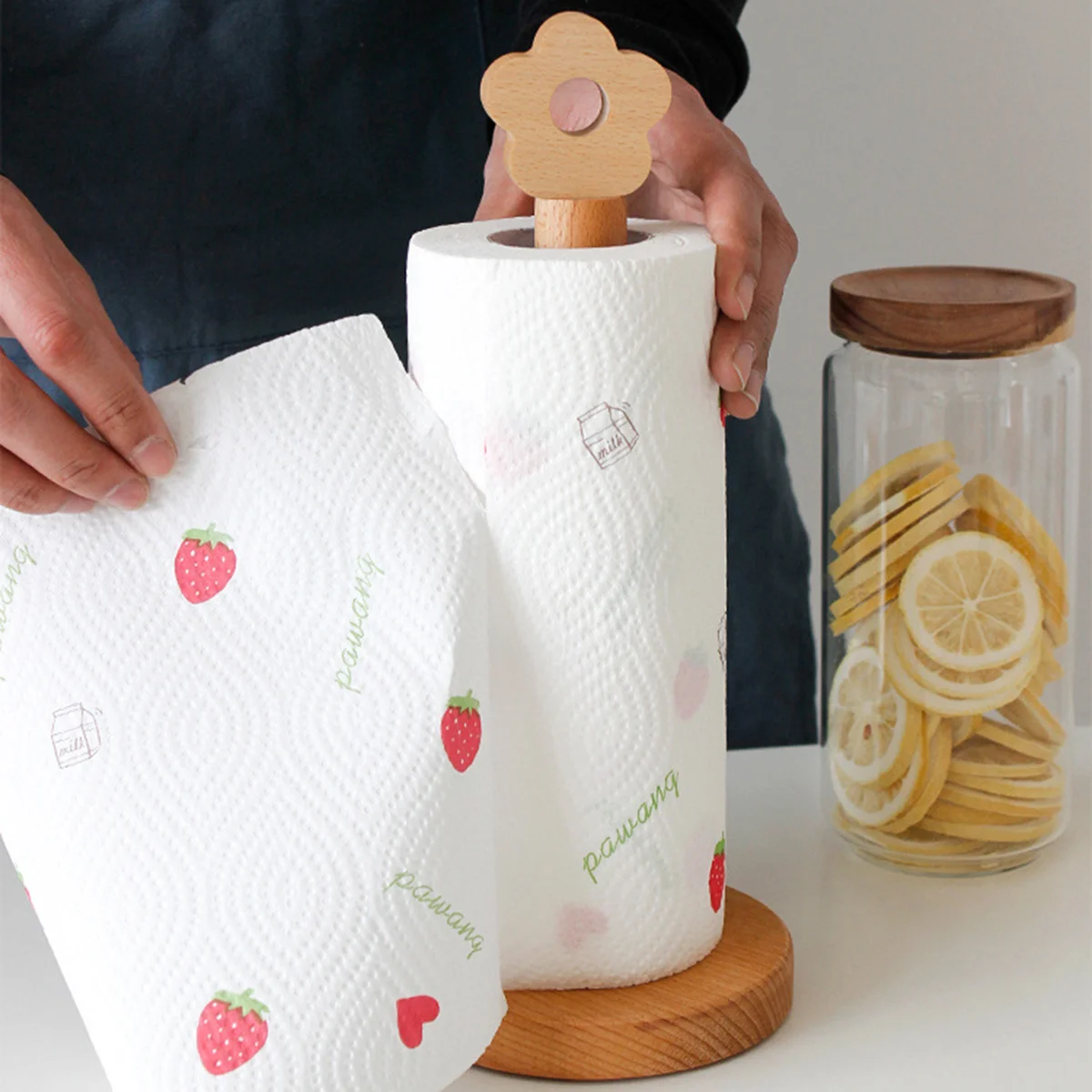 

Vertical Solid Wood Roll Holder Toilet Paper Stand Clothes Hanger Wooden Tissue