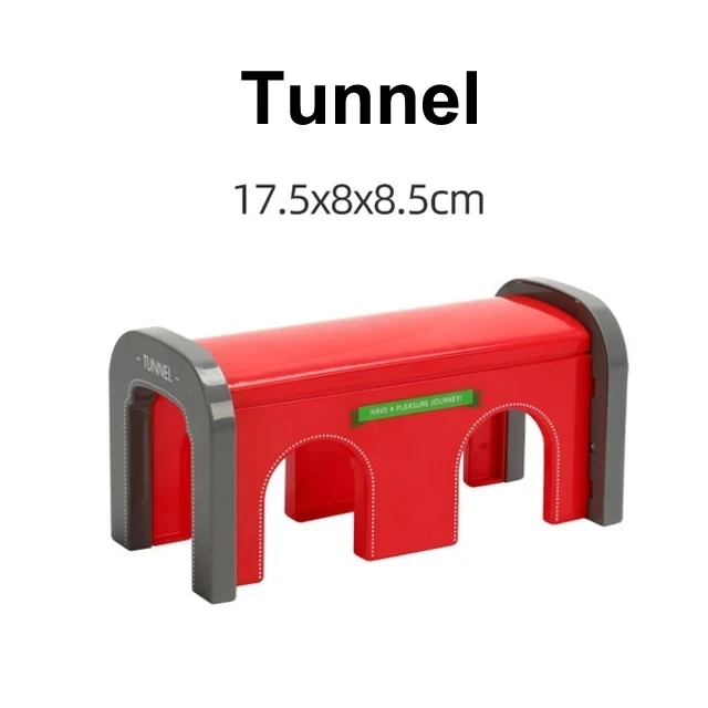 Wooden Railway Track Accessories Set with Bridge and Tunnel