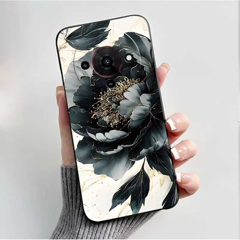 Butterfly Flower Black Soft Silicone Phone Case - Stylish Protective Back Cover