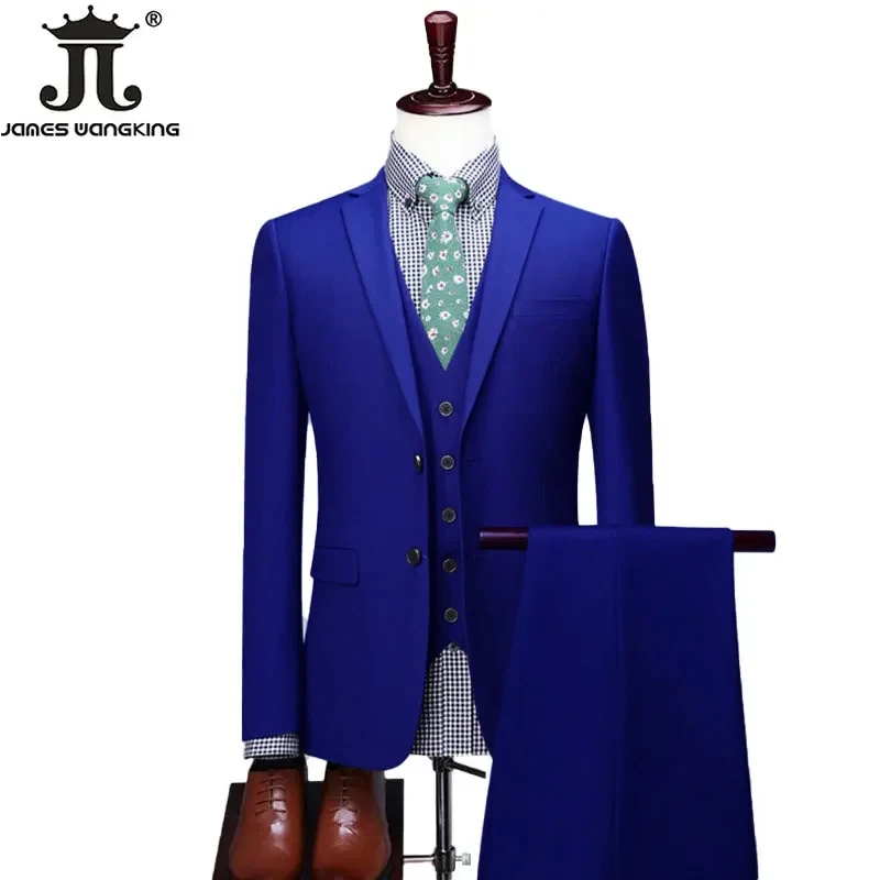 Blazer Vest Pants Solid Color Formal Business Office Suit Three-piece Set S-6XL Groom Wedding Show Dress Party mens suit