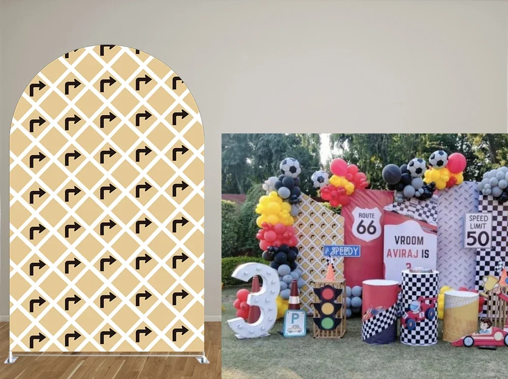 

Car Theme Arch Backdrop Covers for Parties, Arched Panels Wedding Birthday and Baby Shower Party Decoration Props