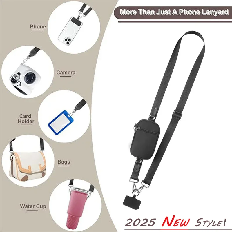 Stylish Detachable Phone Lanyard with Mini Pouch and Adjustable Wrist Strap