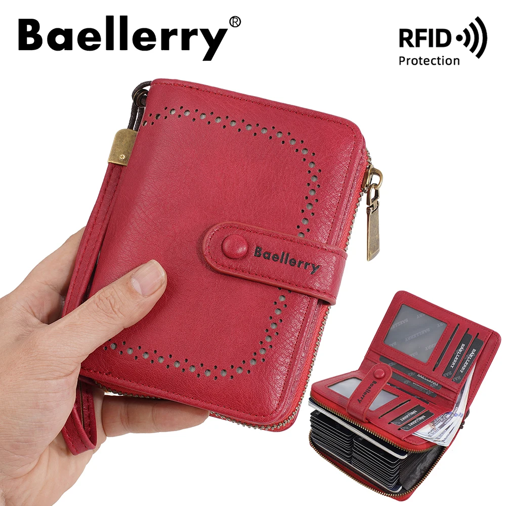 Women's Wallet for Girls, Baellerry Fashion PU Zip Around Coin Purse with Card Slots, Large Capacity Travel Wallet with Hand Str