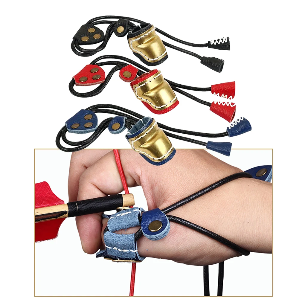 

Archery Thumb Ring Protector Brass Leather Finger Tip Protector Archery Thumb Ring Finger Guard