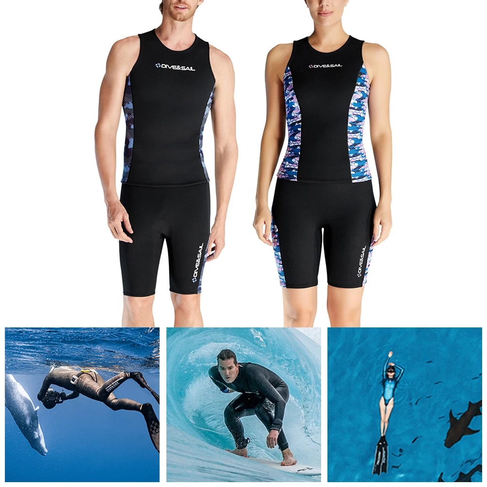 Sleeveless Surfing Canoeing Scuba Diving Vest 2mm Neoprene Sleeveless Wetsuit for Surf Swim Snorkeling Canoeing Kayaking