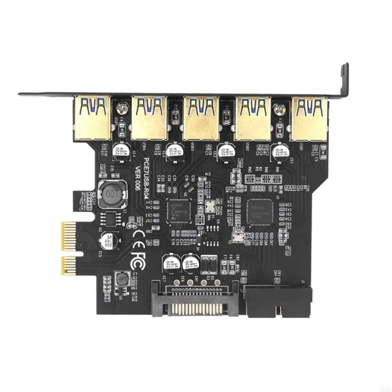 B0KF Convenient Installation USB3.0 Expansion Card 5Ports19PIN Power Connector Expand Device Connectivities Effortlessly